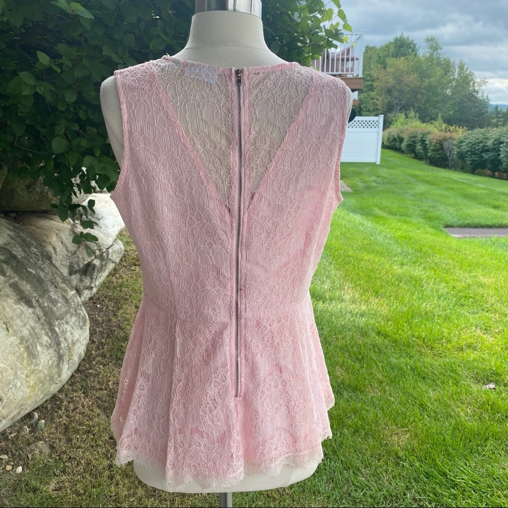 New York & Company Pink Lace Sleeveless Peplum Top - Picture 12 of 15